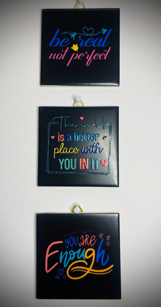 Home Decor Affirmation Tile Set - Black