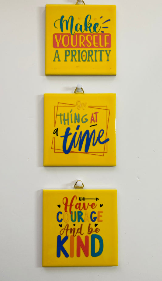 Home Decor Affirmation Tile Set - Yellow
