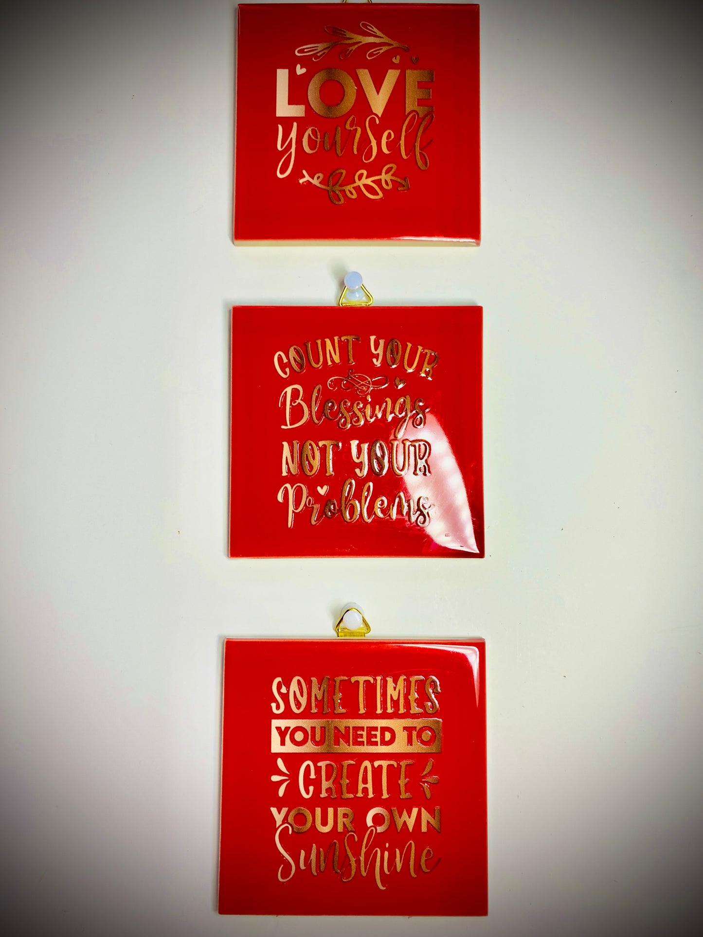 Home Decor Affirmation Tile Set - Red