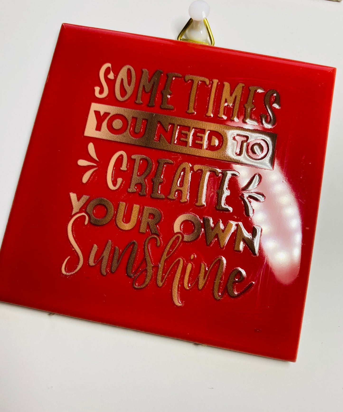 Home Decor Affirmation Tile Set - Red