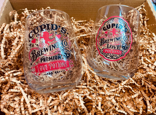 Cupids Brewing Co. Stemless Wine Glass Set