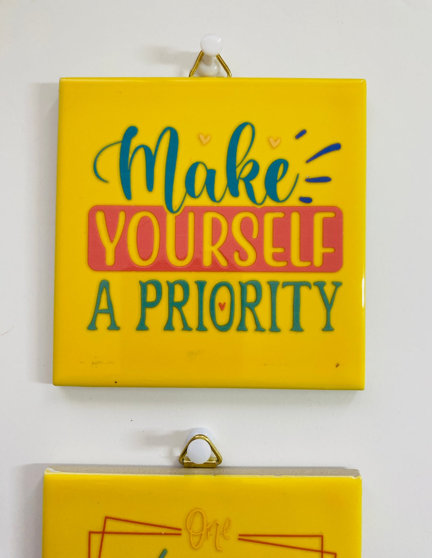 Home Decor Affirmation Tile Set - Yellow