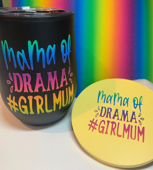Mama of Drama Girl Mum Hot & Cold Tumbler & Coaster