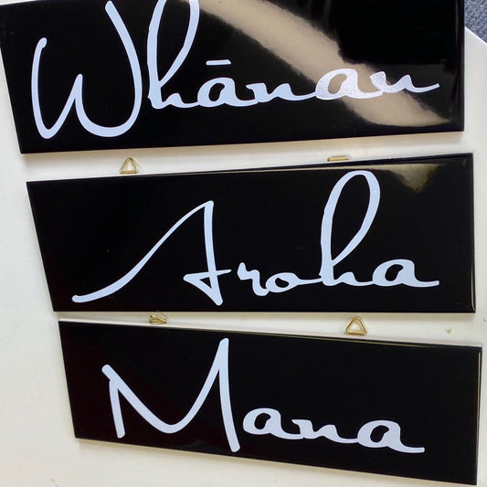 Set - Whanau, Aroha, Mana Hanging Plaques